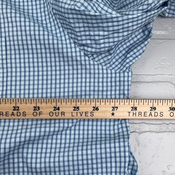 Peter Millar Shirt Mens 2XLarge Blue White Check Cotton Dress Classic Career - Picture 7 of 11